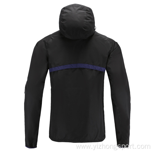 Mens Soccer Wear Zip Up Hoodies Blue